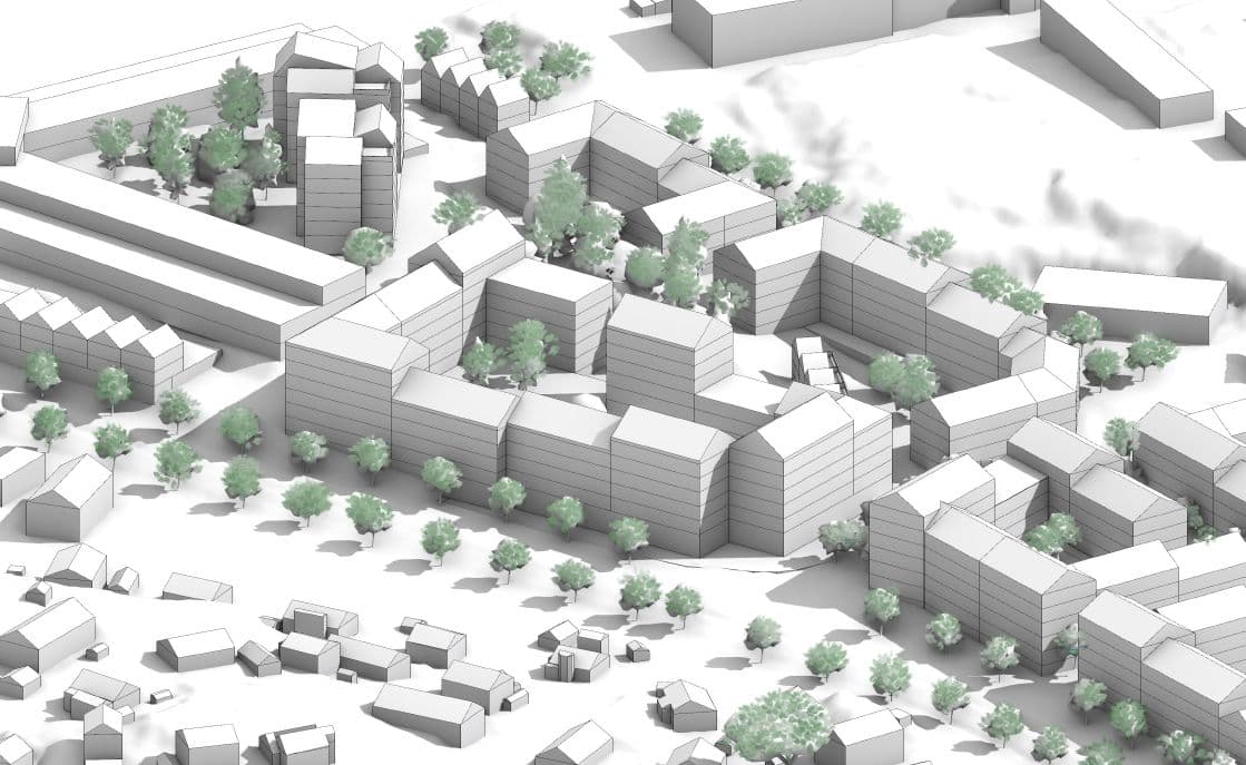 Tidig skiss Långedrag centrum