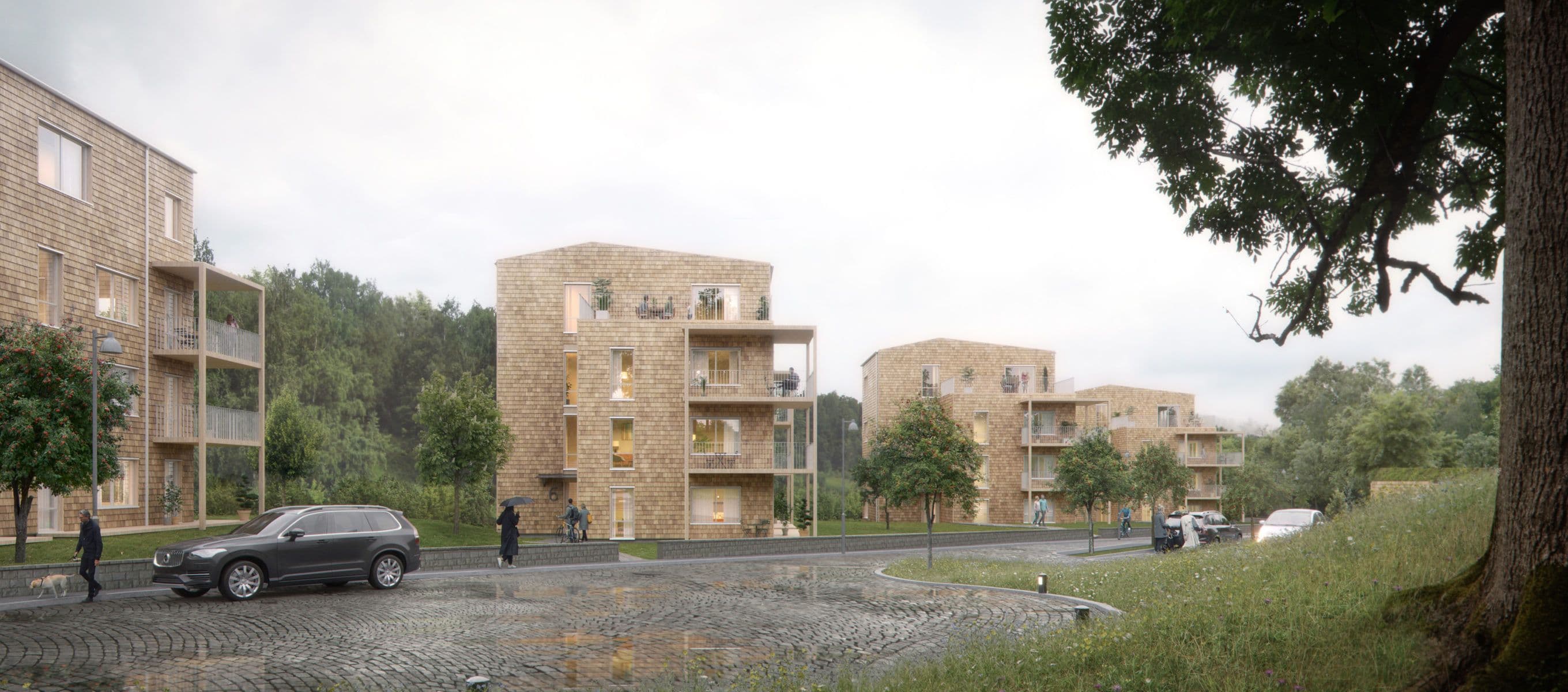 3d rendering flerbostadshus Buxbomen