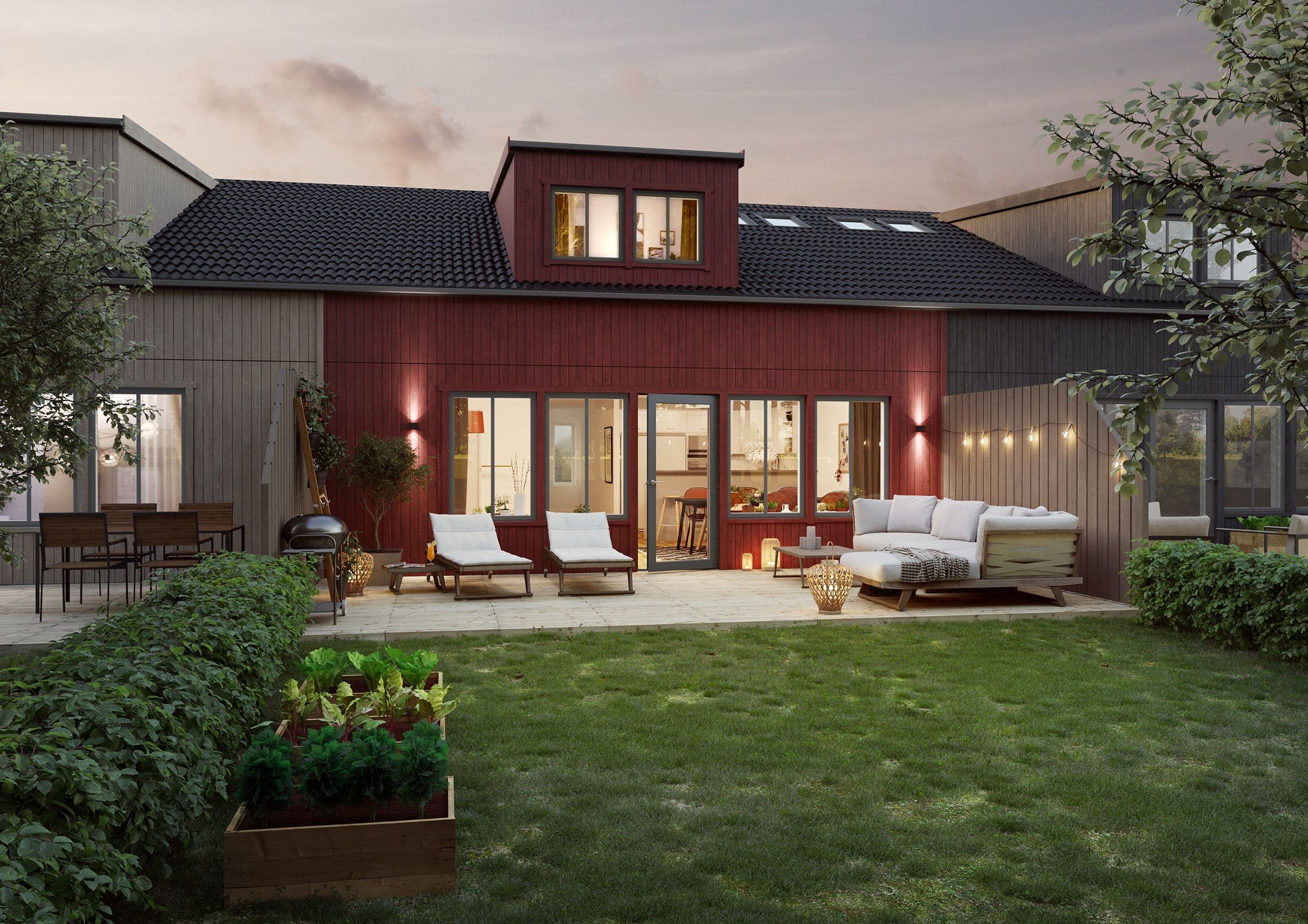 3d rendering exteriör radhus