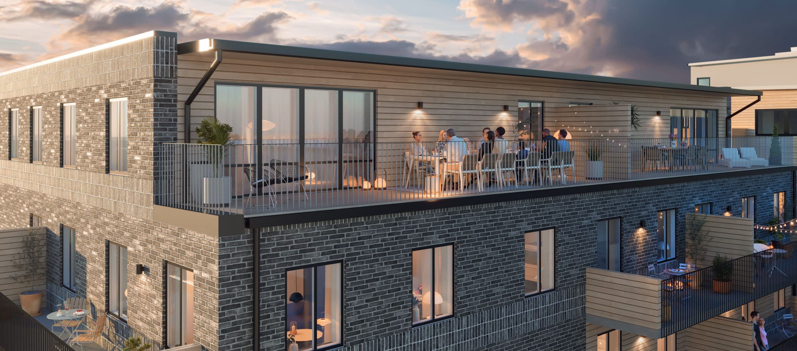 Brf Nivå takterrass 3d rendering